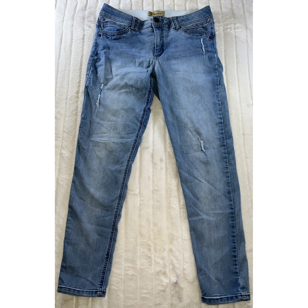 Democracy Jeans Women Size 12 AB Technology Medium Wash Skinny Fit Distressed